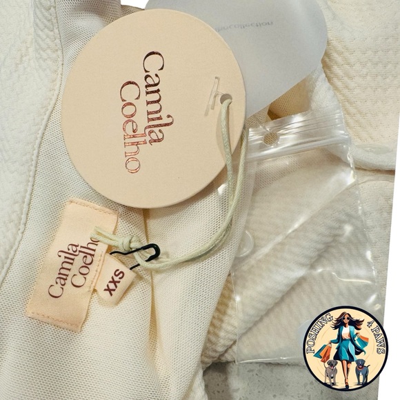 Camila Coelho Ivory Beja Waffle Tennis Prep Collared Preppy Crop Top XXS - Picture 9 of 11